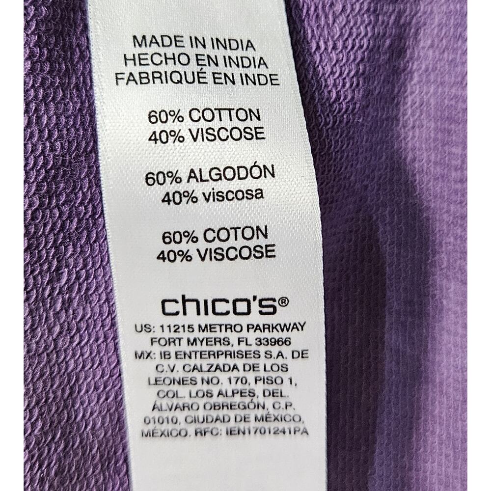 CHICO'S Weekends 3 Women's XL Hoodie Top 1/4 Zip Purple Tie Dye Cotton Blend 46" - Picture 8 of 8
